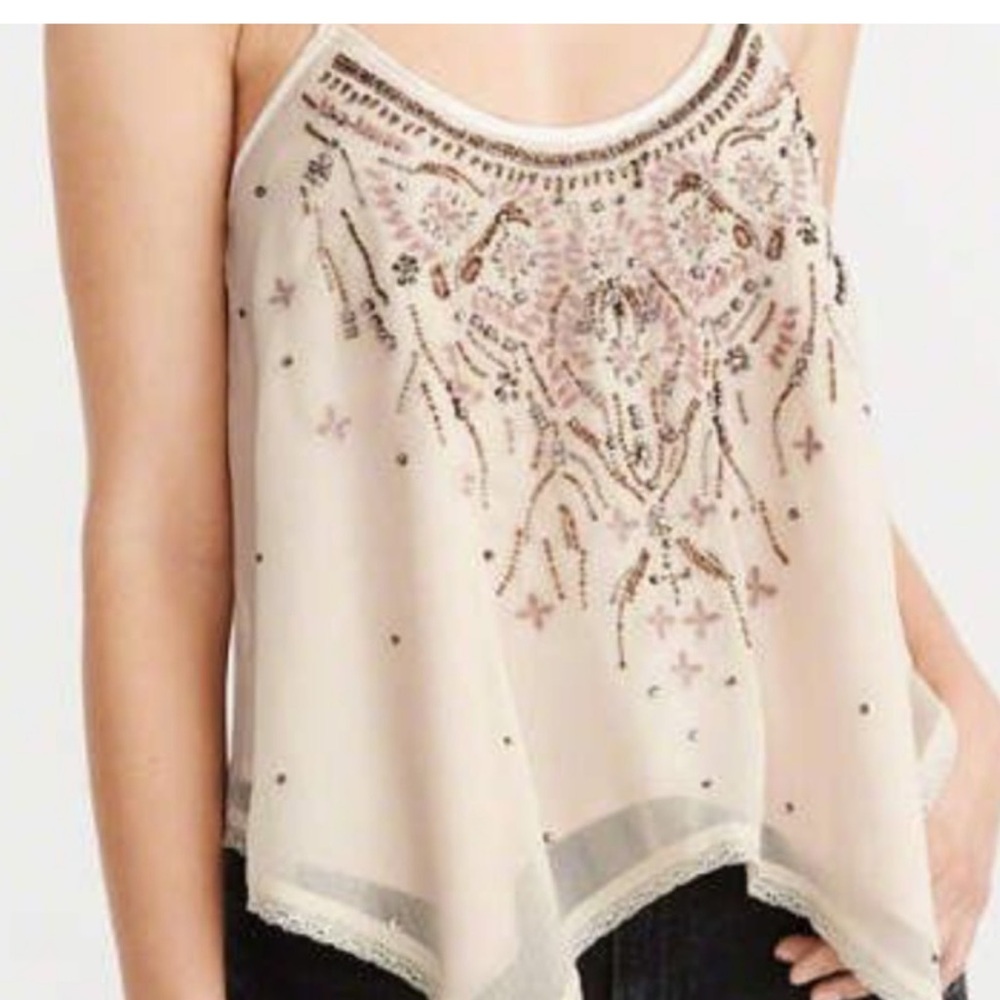 Embellished Cream Halter Top